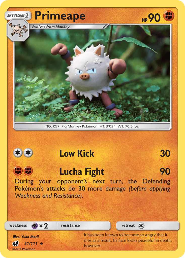 Primeape — SM - Crimson Invasion Pokémon TCG card by Yuka Morii