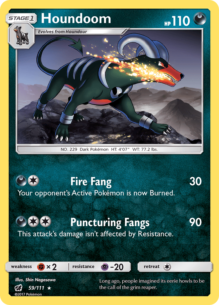 Houndoom — SM - Crimson Invasion Pokémon TCG card by Shin Nagasawa