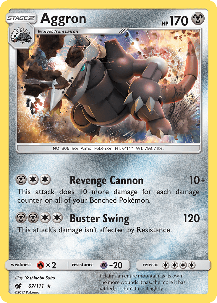 Aggron — SM - Crimson Invasion Pokémon TCG card by Yoshinobu Saito