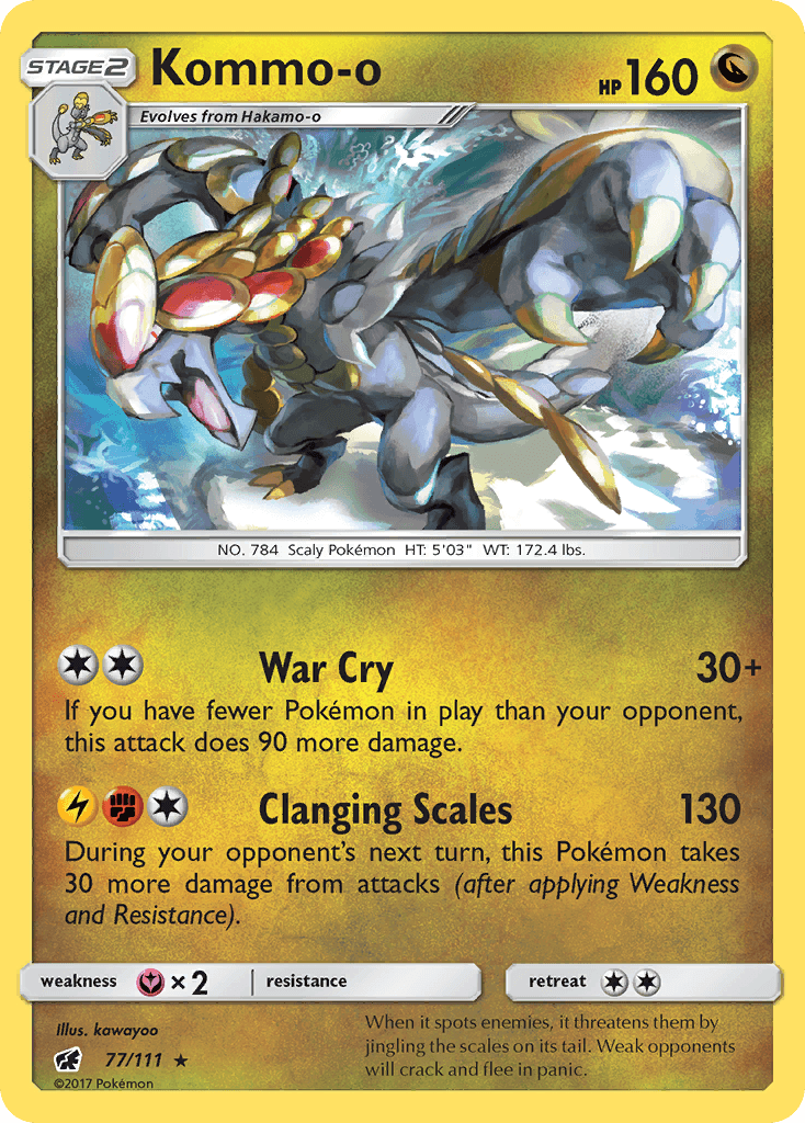 Kommo-o — SM - Crimson Invasion Pokémon TCG card by kawayoo