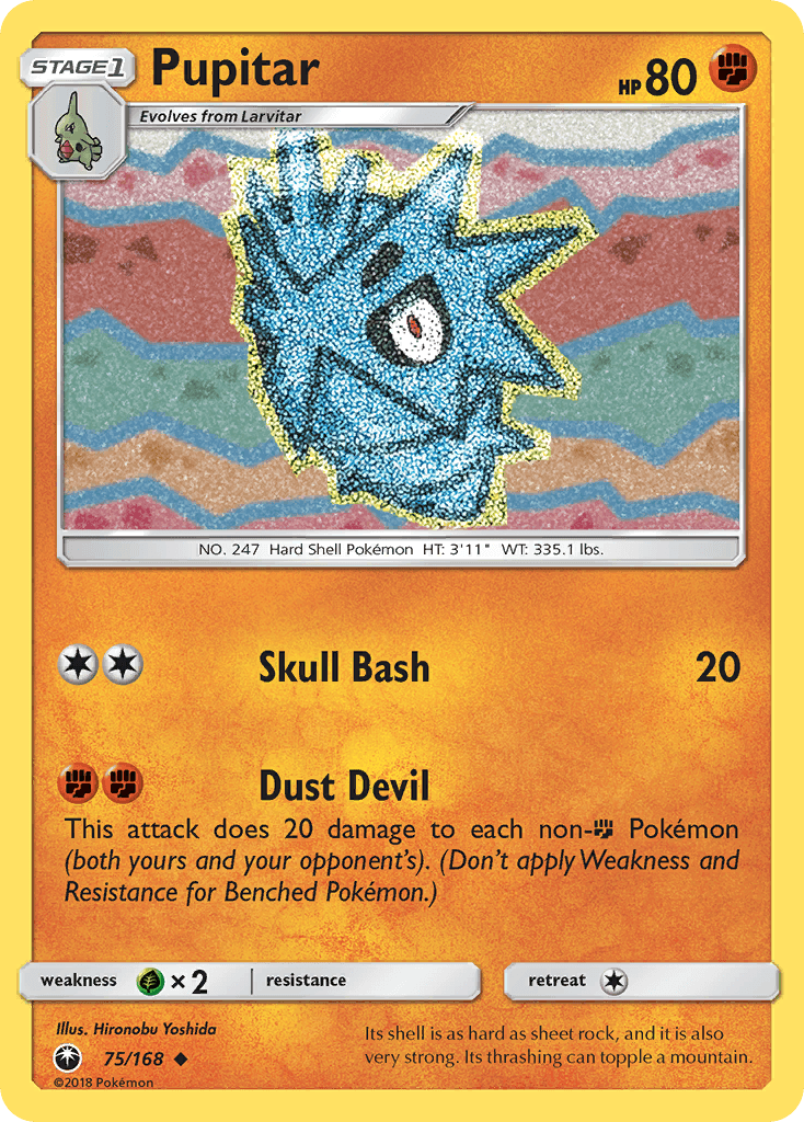Pupitar — SM - Celestial Storm Pokémon TCG card by Hironobu Yoshida