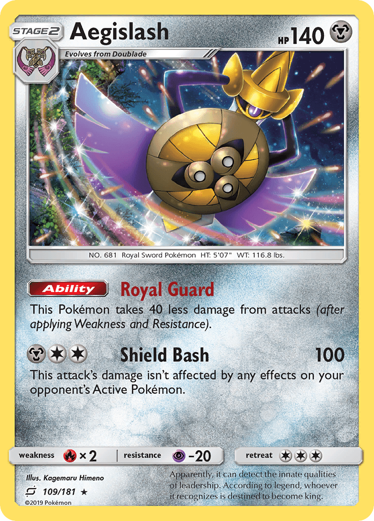 Aegislash — SM - Team Up Pokémon TCG card by Kagemaru Himeno