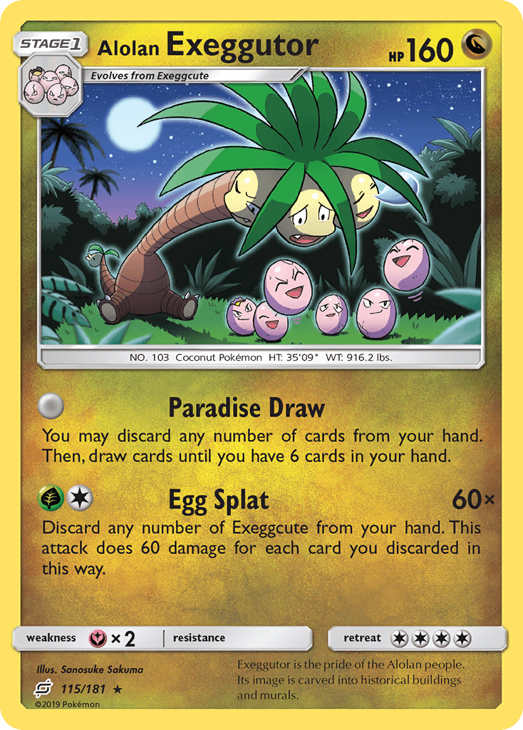 Alolan Exeggutor (115) — SM - Team Up Pokémon TCG card by Sanosuke Sakuma