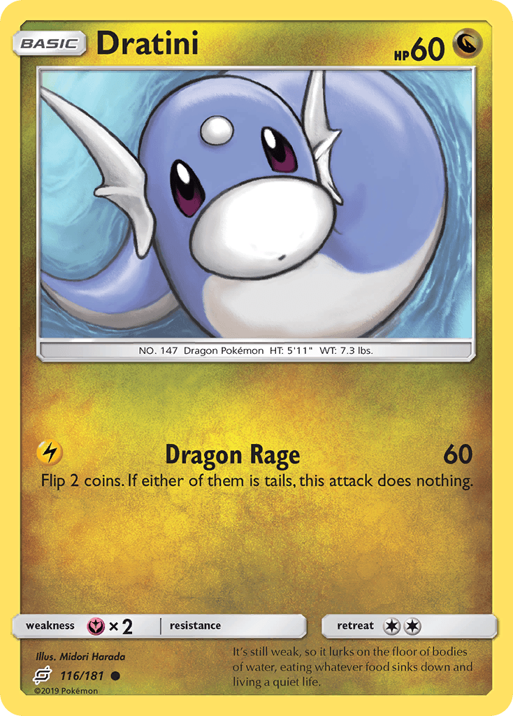 Dratini (116) — SM - Team Up Pokémon TCG card by Midori Harada