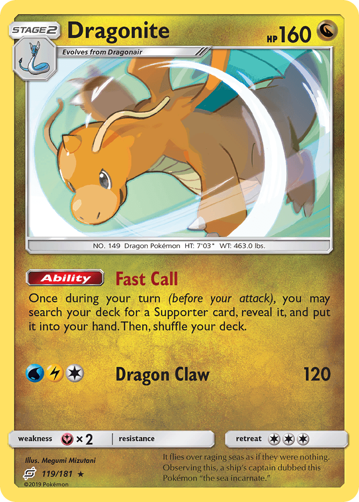 Dragonite — SM - Team Up Pokémon TCG card by Megumi Mizutani