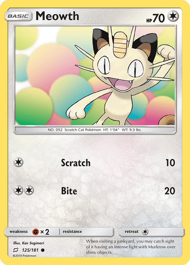 Meowth — SM - Team Up Pokémon TCG card by Ken Sugimori