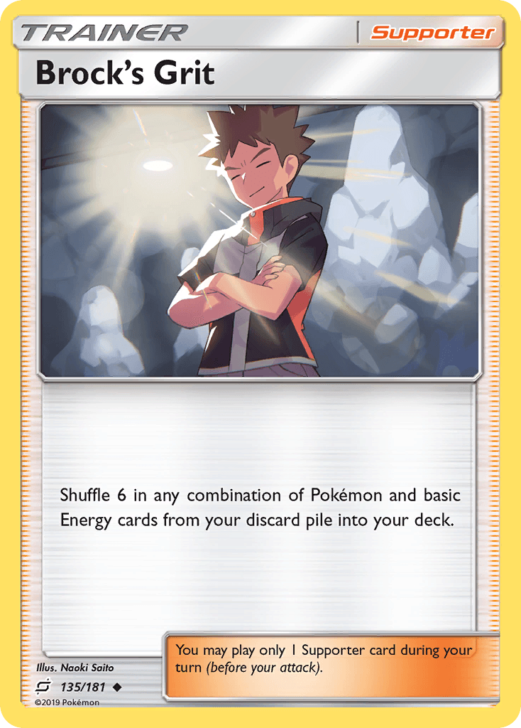 Brock's Grit — SM - Team Up Pokémon TCG card by Naoki Saito