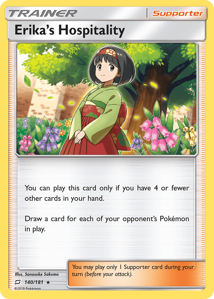 Erika's Hospitality — SM - Team Up Pokémon TCG card by Sanosuke Sakuma