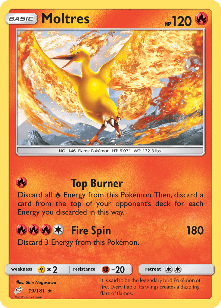 Moltres — SM - Team Up Pokémon TCG card by Shin Nagasawa