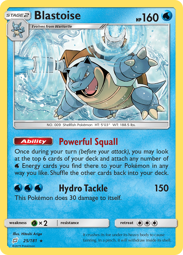Blastoise — SM - Team Up Pokémon TCG card by Hitoshi Ariga