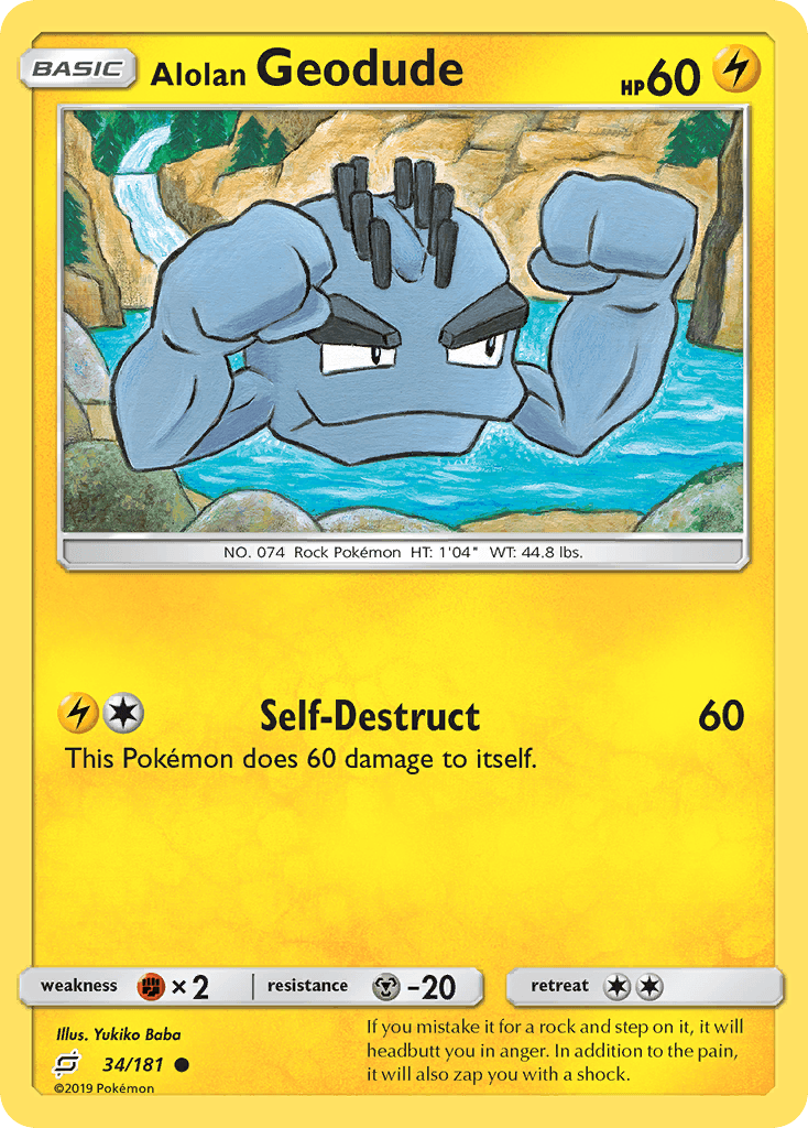 Alolan Geodude — SM - Team Up Pokémon TCG card by Yukiko Baba