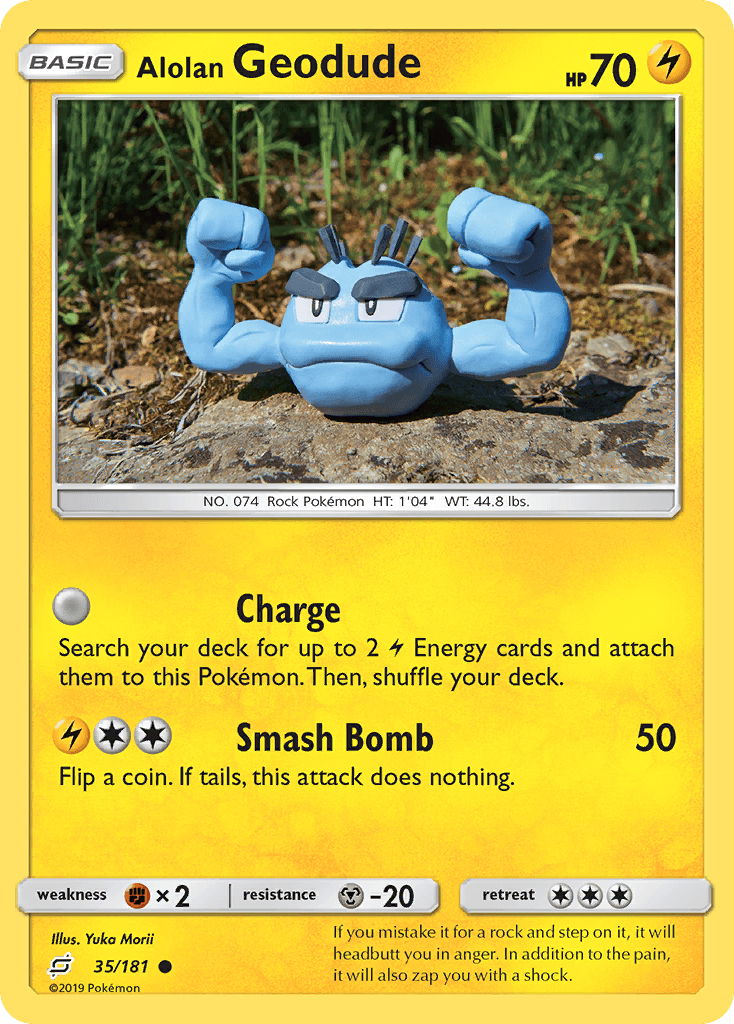 Alolan Geodude (35) — SM - Team Up Pokémon TCG card by Yuka Morii