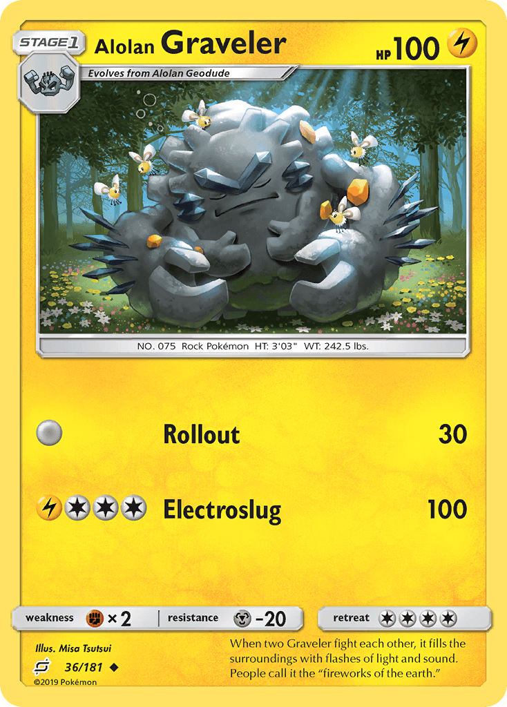 Alolan Graveler — SM - Team Up Pokémon TCG card by Misa Tsutsui