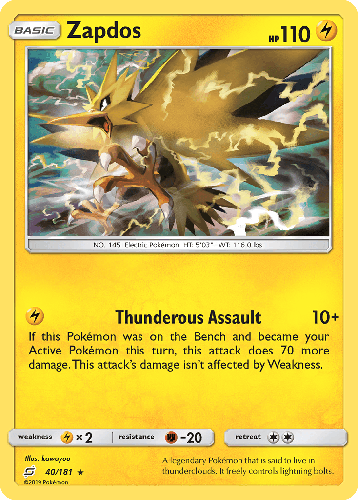 Zapdos — SM - Team Up Pokémon TCG card by kawayoo