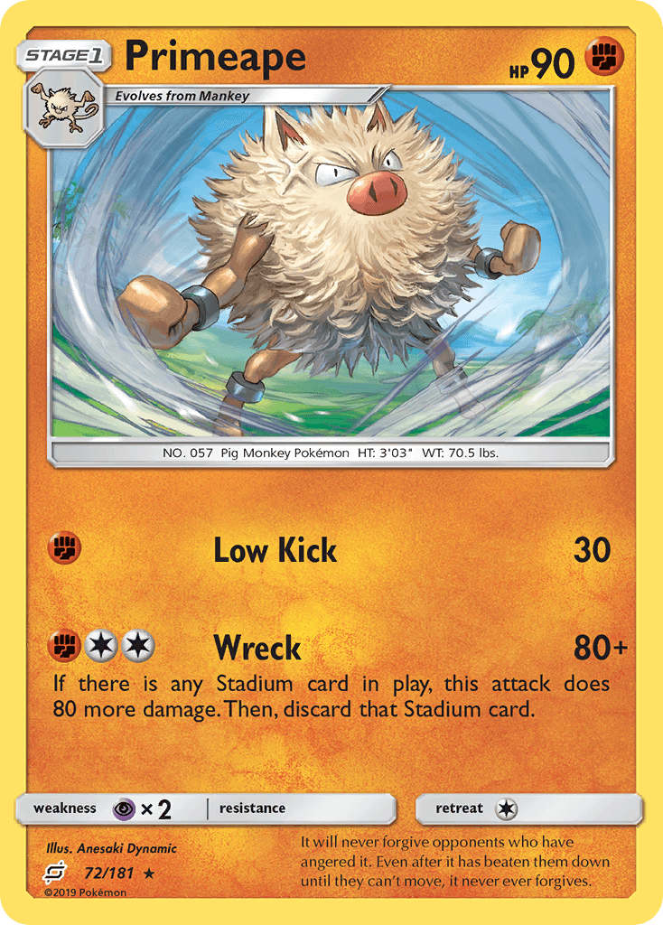 Primeape — SM - Team Up Pokémon TCG card by Anesaki Dynamic