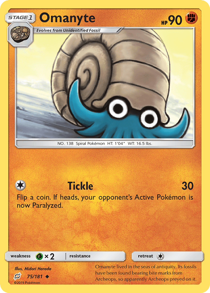 Omanyte — SM - Team Up Pokémon TCG card by Midori Harada