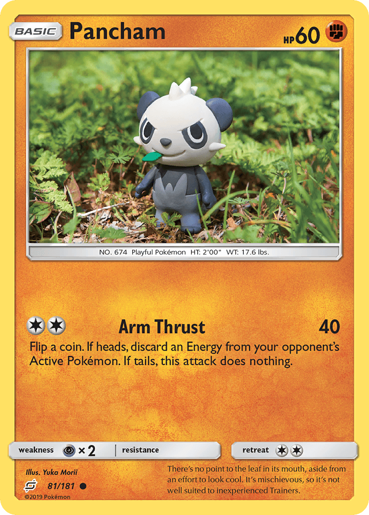 Pancham — SM - Team Up Pokémon TCG card by Yuka Morii
