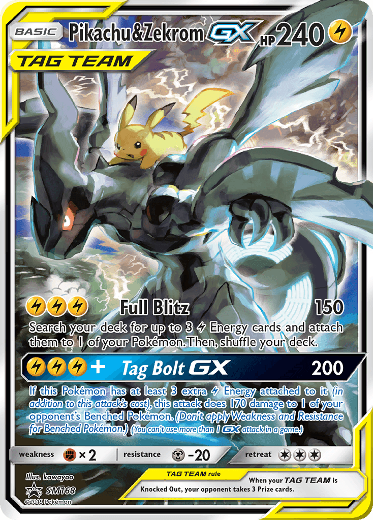 Pikachu & Zekrom-GX — SM Black Star Promos Pokémon TCG card by kawayoo