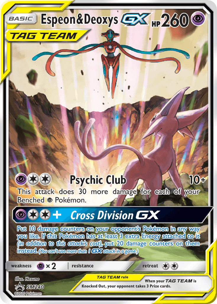 Espeon & Deoxys-GX — SM Black Star Promos Pokémon TCG card by Hasuno