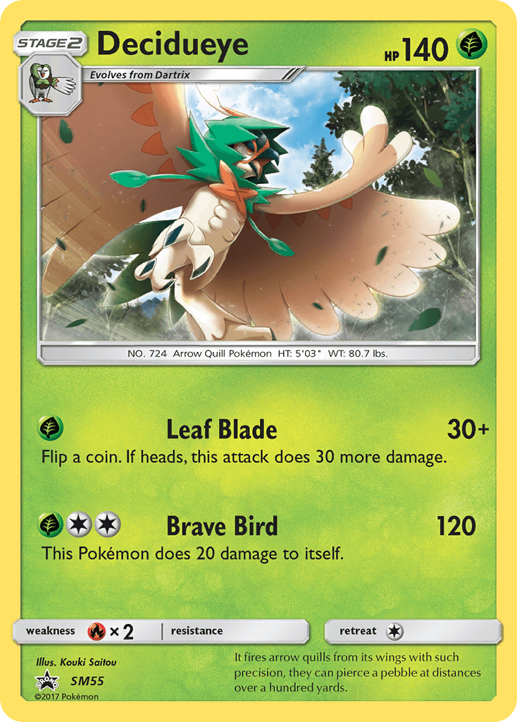 Decidueye — SM Black Star Promos Pokémon TCG card by Kouki Saitou
