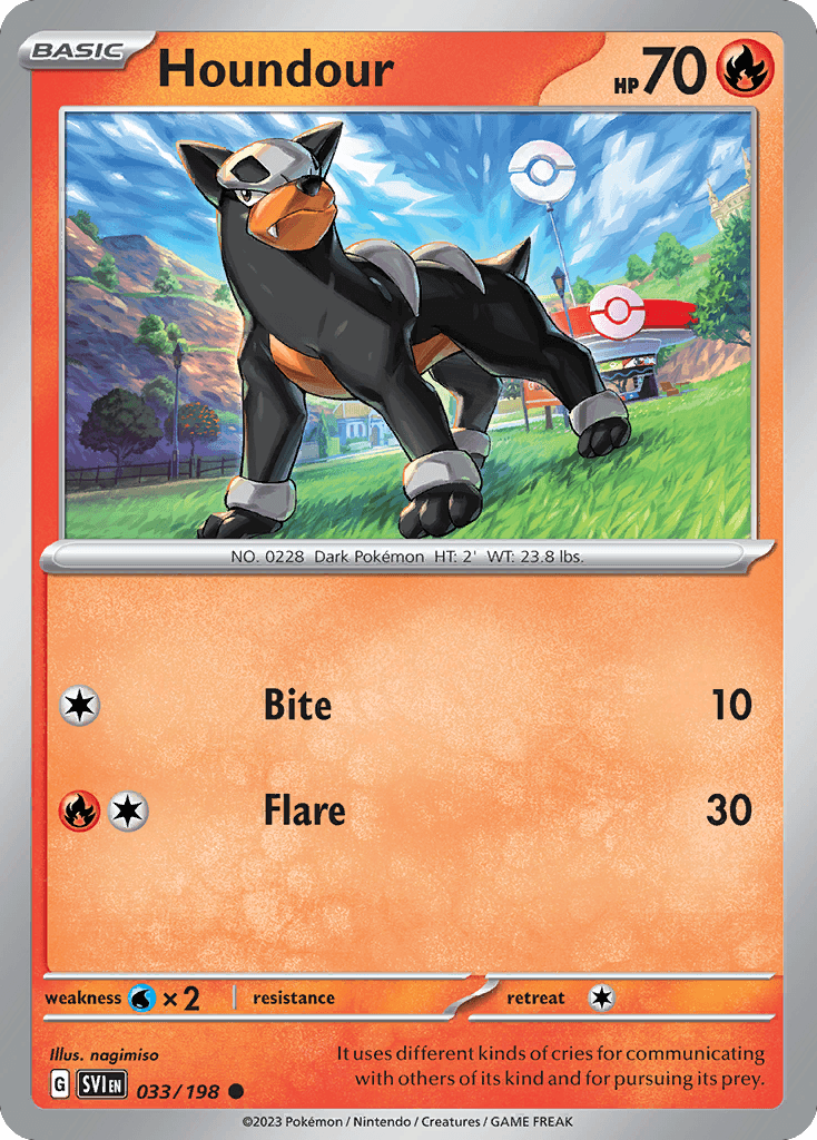 Houndour - 033/198 — SV01: Scarlet & Violet Base Set Pokémon TCG card by nagimiso