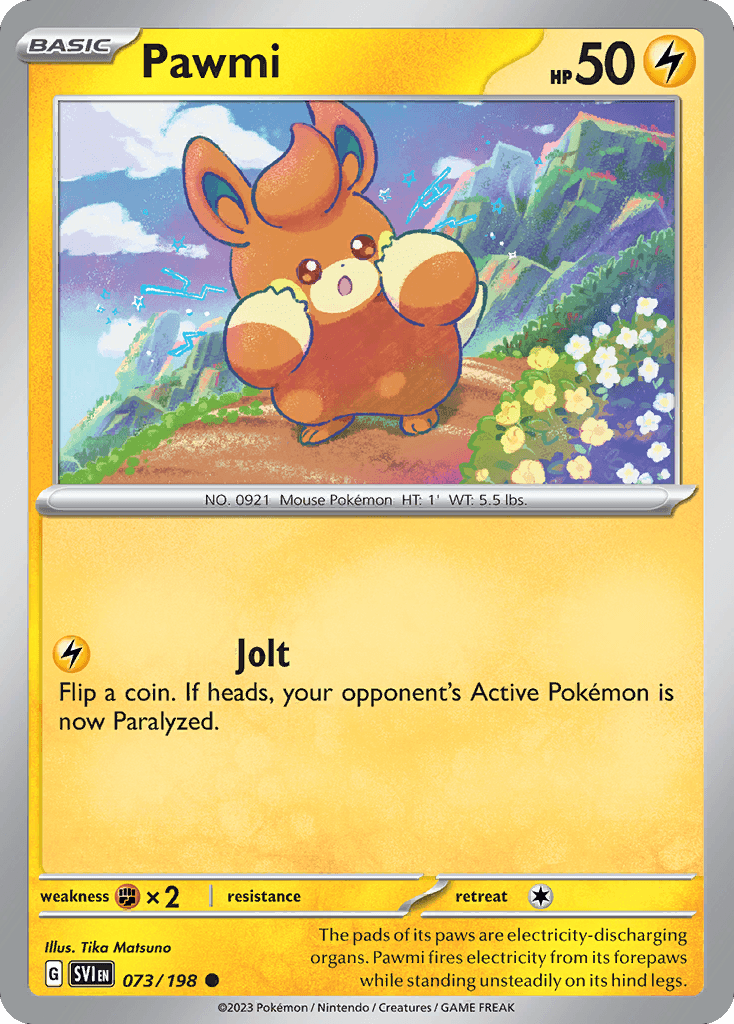 Pawmi - 073/198 — SV01: Scarlet & Violet Base Set Pokémon TCG card by Tika Matsuno
