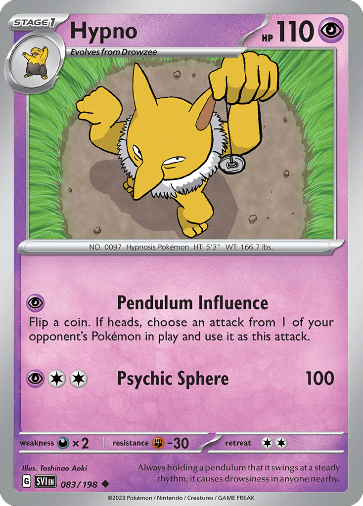 Hypno — SV01: Scarlet & Violet Base Set Pokémon TCG card by Toshinao Aoki