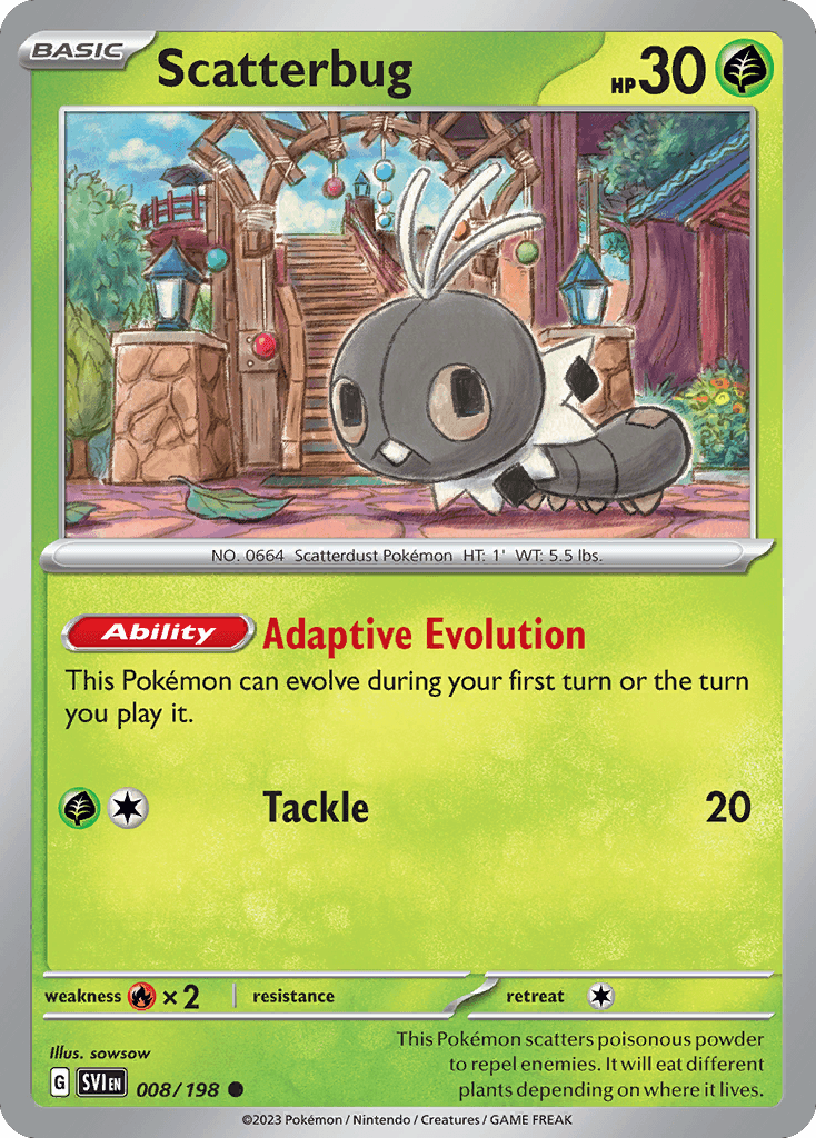 Scatterbug — SV01: Scarlet & Violet Base Set Pokémon TCG card by sowsow