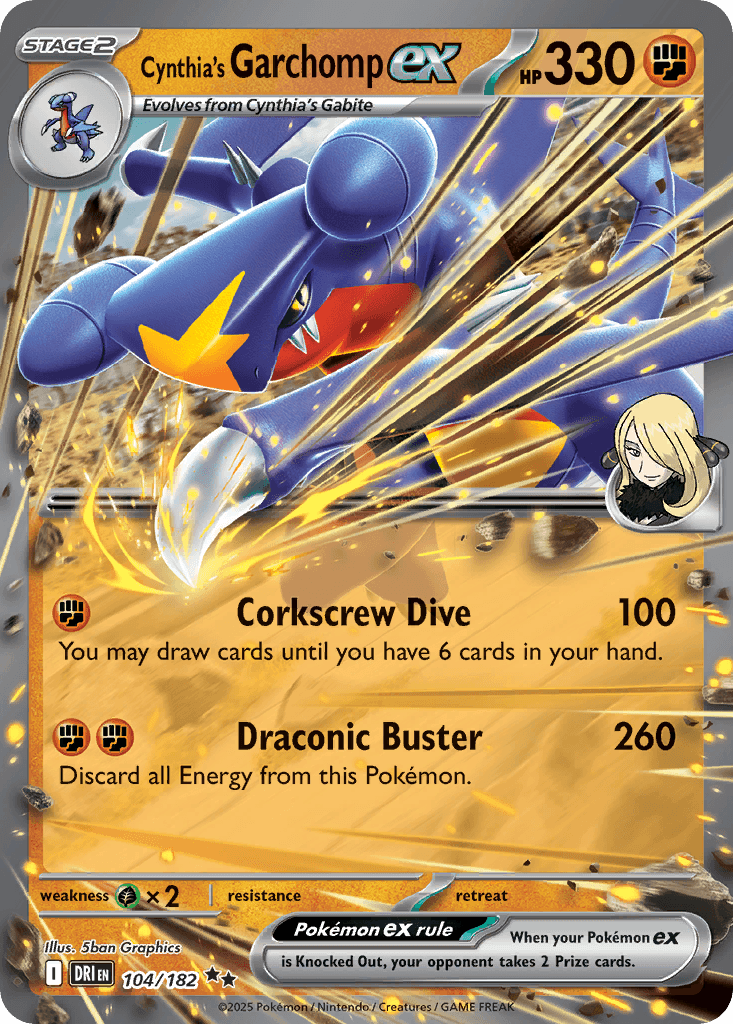 Cynthia's Garchomp ex - 104/182 — Prize Pack Series Cards Pokémon TCG card by Shan Graphics