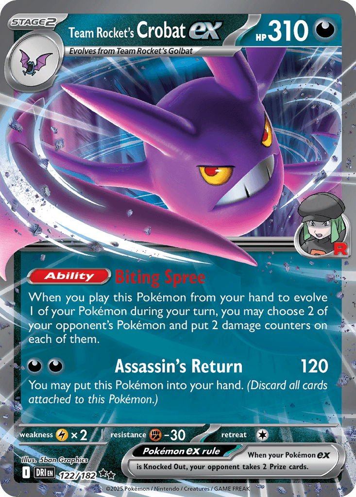 Team Rocket's Crobat ex - 122/182 — Prize Pack Series Cards Pokémon TCG card by Shan, Graphica