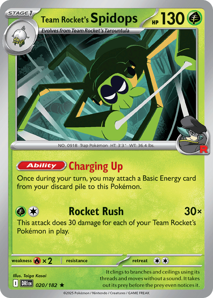 Team Rocket's Spidops - 020/182 — Deck Exclusives Pokémon TCG card by Taiga Kasai
