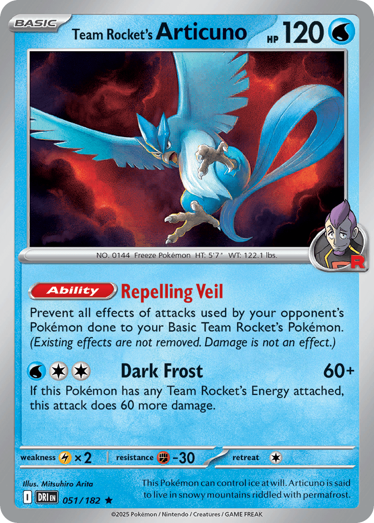 Team Rocket's Articuno (Destined Rivals Stamp) — Miscellaneous Cards & Products Pokémon TCG card by Mitsuhiro Arita