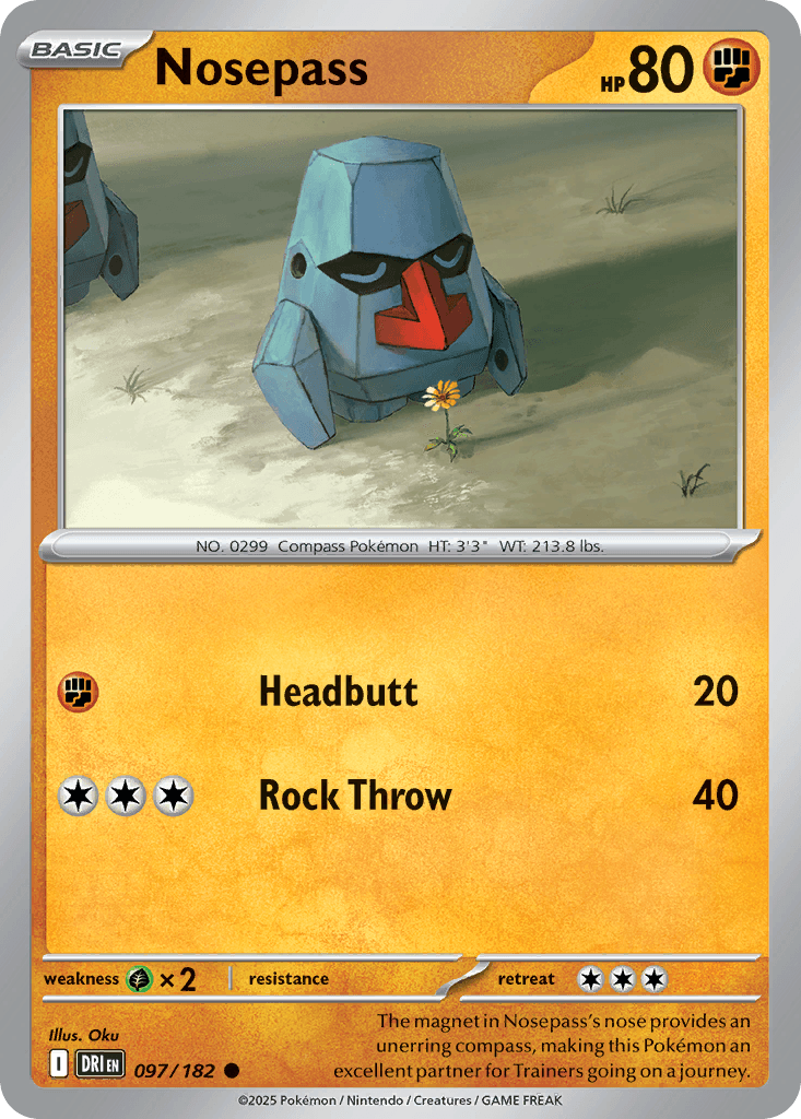 Nosepass — SV10: Destined Rivals Pokémon TCG card by Ken Sugimori