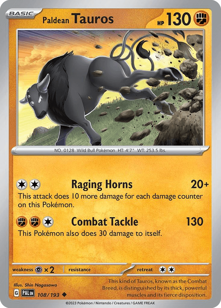 Paldean Tauros - 108/193 — SV02: Paldea Evolved Pokémon TCG card by Shin Nagasawa