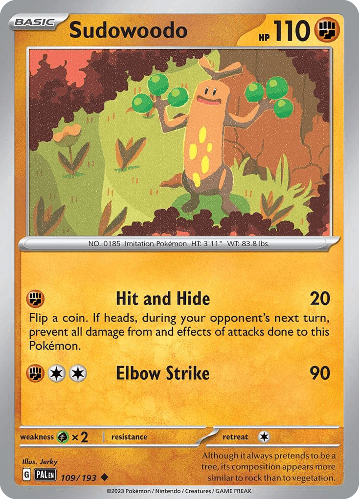 Sudowoodo — SV02: Paldea Evolved Pokémon TCG card by Jerky