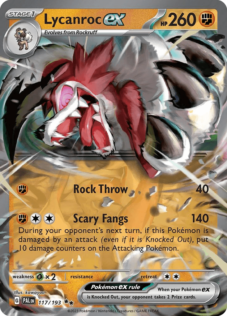 Lycanroc ex — SV02: Paldea Evolved Pokémon TCG card by kawayoo