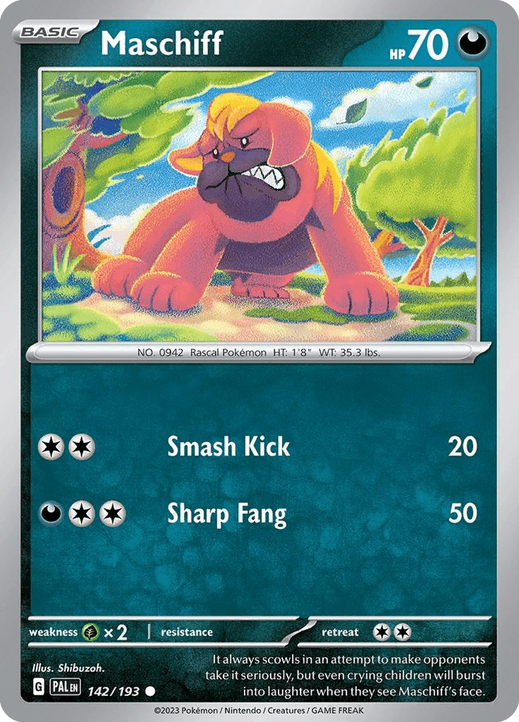 Maschiff - 142/193 — SV02: Paldea Evolved Pokémon TCG card by Shibuzoh.