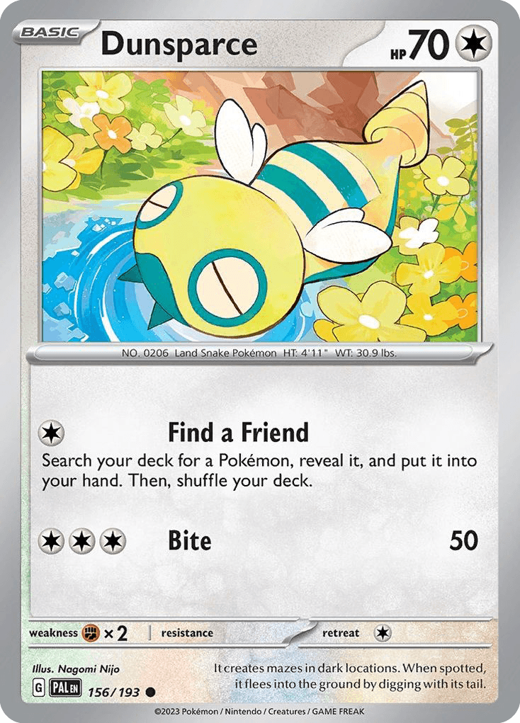 Dunsparce — SV02: Paldea Evolved Pokémon TCG card by Nagomi Nijo