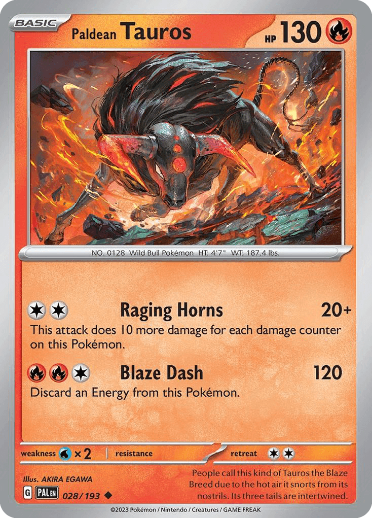 Paldean Tauros - 028/193 — SV02: Paldea Evolved Pokémon TCG card by AKIRA EGAWA