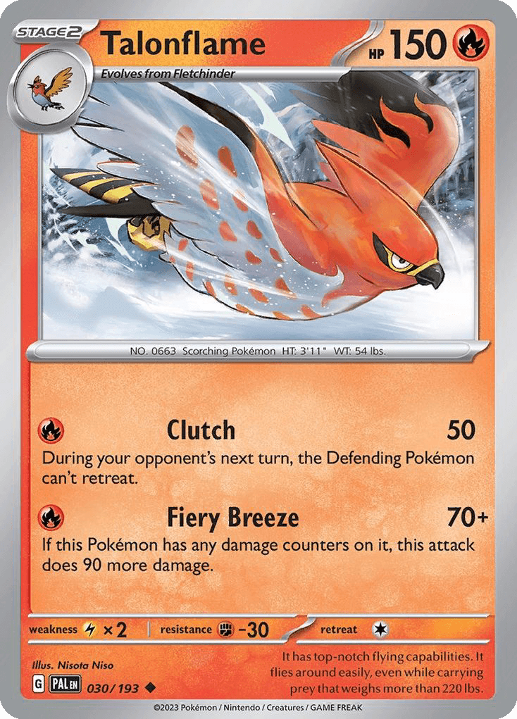 Talonflame — SV02: Paldea Evolved Pokémon TCG card by Nisota Niso