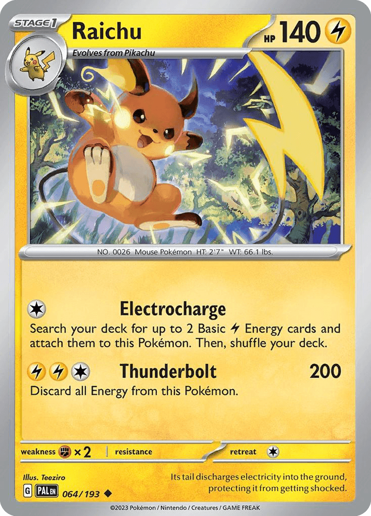 Raichu - 064/193 — SV02: Paldea Evolved Pokémon TCG card by Teeziro