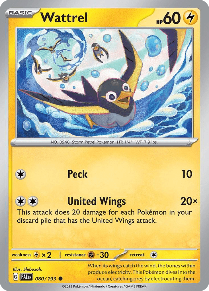 Wattrel - 080/193 — SV02: Paldea Evolved Pokémon TCG card by Shibuzoh.