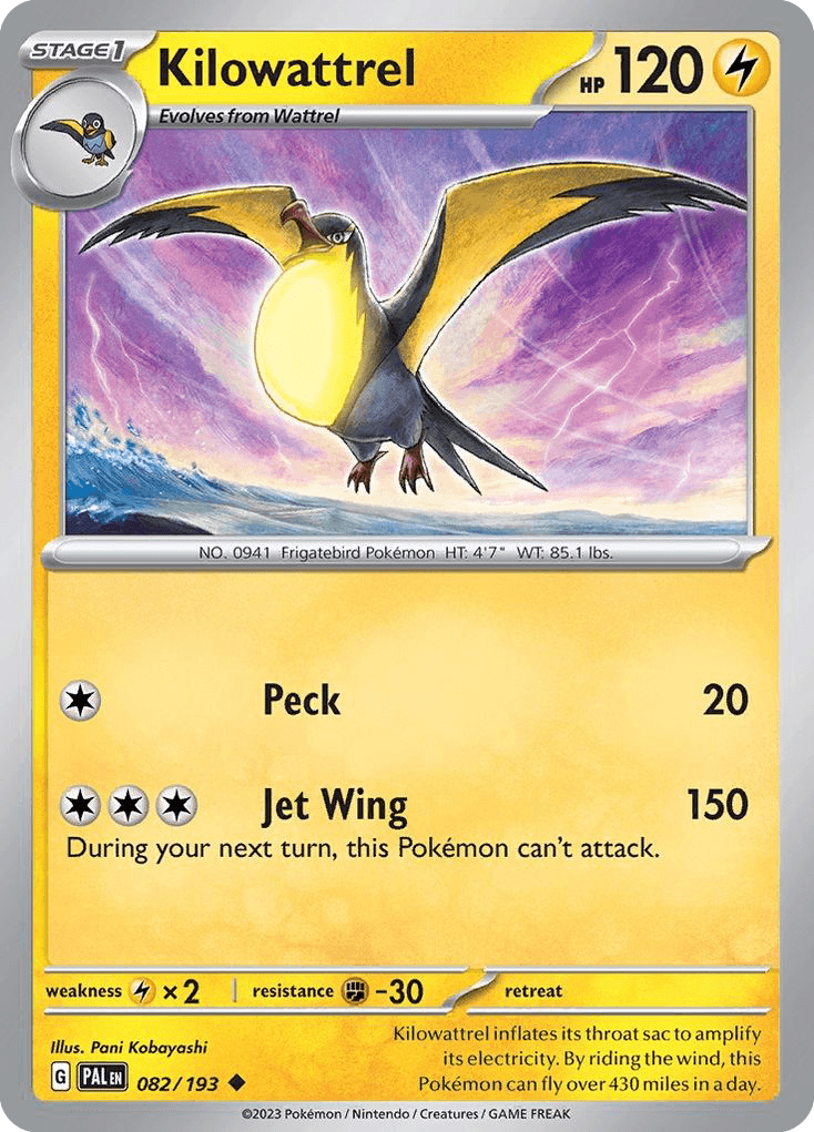 Kilowattrel — SV02: Paldea Evolved Pokémon TCG card by Pani Kobayashi