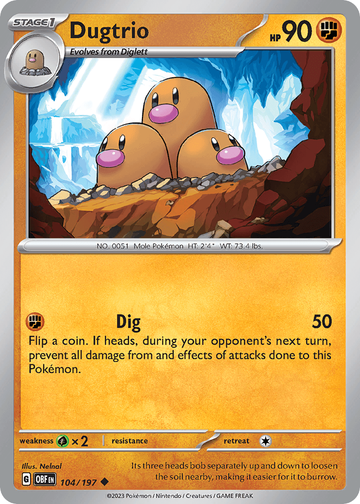 Dugtrio — SV03: Obsidian Flames Pokémon TCG card by Nelnal