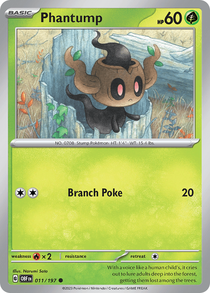 Phantump — SV03: Obsidian Flames Pokémon TCG card by Narumi Sato