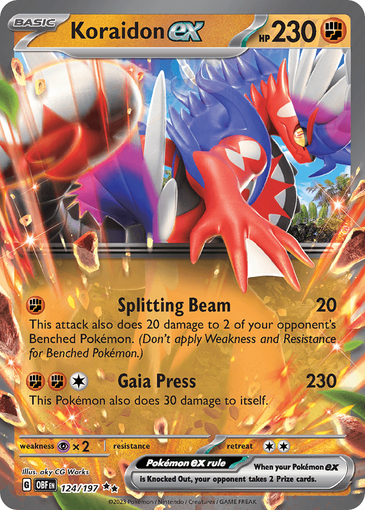 Koraidon ex — SV03: Obsidian Flames Pokémon TCG card by aky CG Works