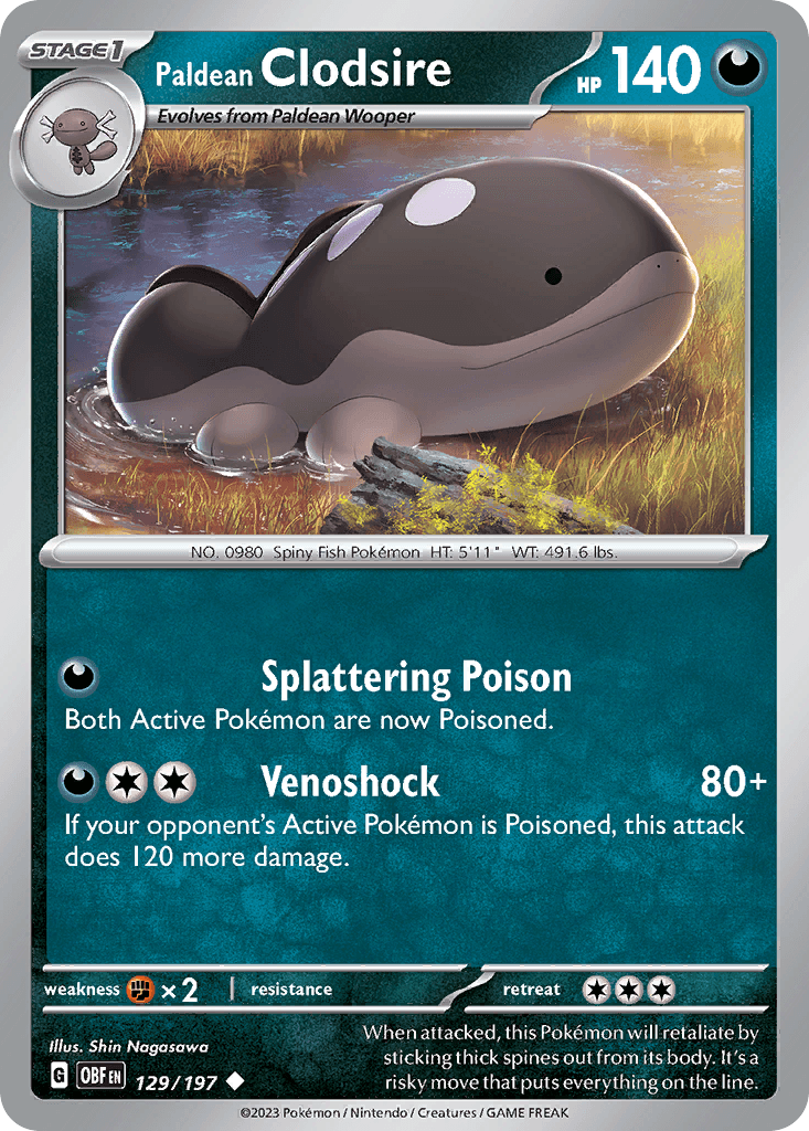 Paldean Clodsire - 129/197 — SV03: Obsidian Flames Pokémon TCG card by Shin Nagasawa