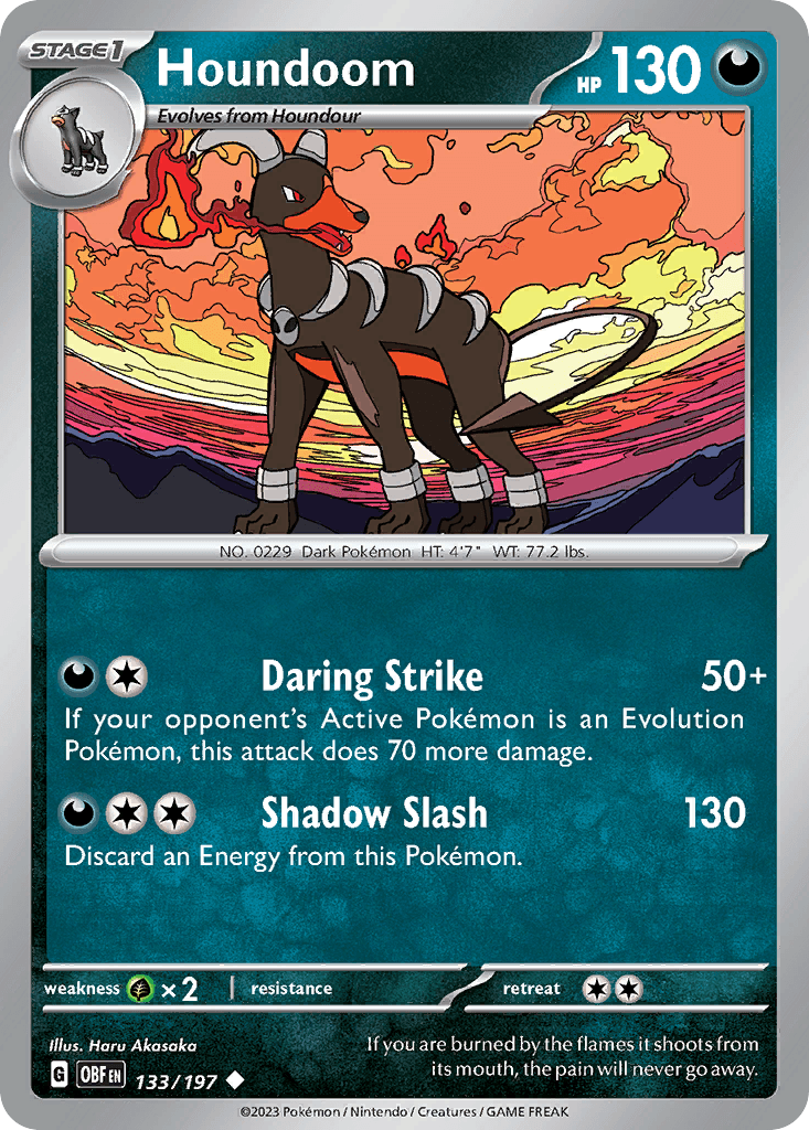 Houndoom — SV03: Obsidian Flames Pokémon TCG card by Haru Akasaka