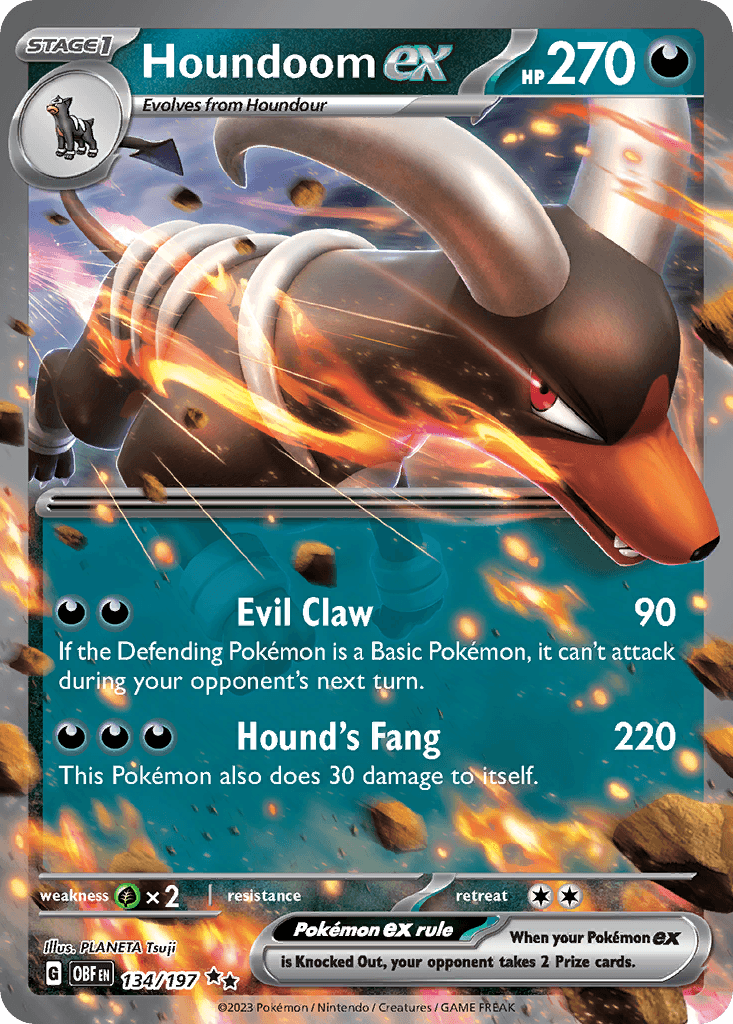 Houndoom ex — SV03: Obsidian Flames Pokémon TCG card by PLANETA Tsuji