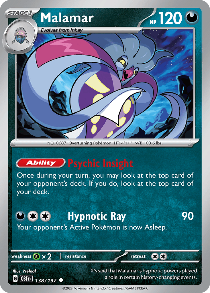 Malamar — SV03: Obsidian Flames Pokémon TCG card by Nelnal